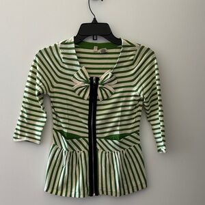 Green Striped Women's Top